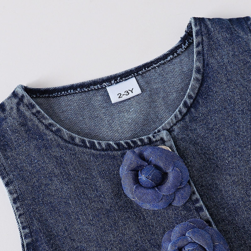 Conjunto Infantil Jeans Florzinha Lacinhos