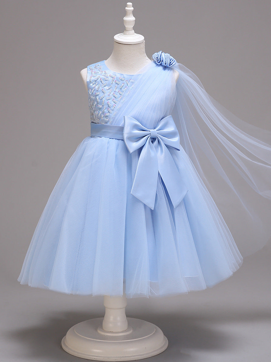 Vestido Infantil Alça Tule Laço