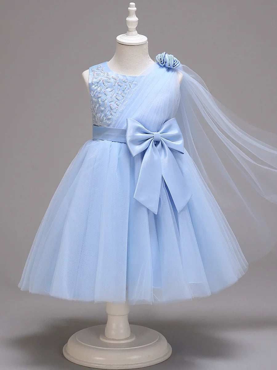 Vestido De Festa de Tule Brilhos e Lacinho