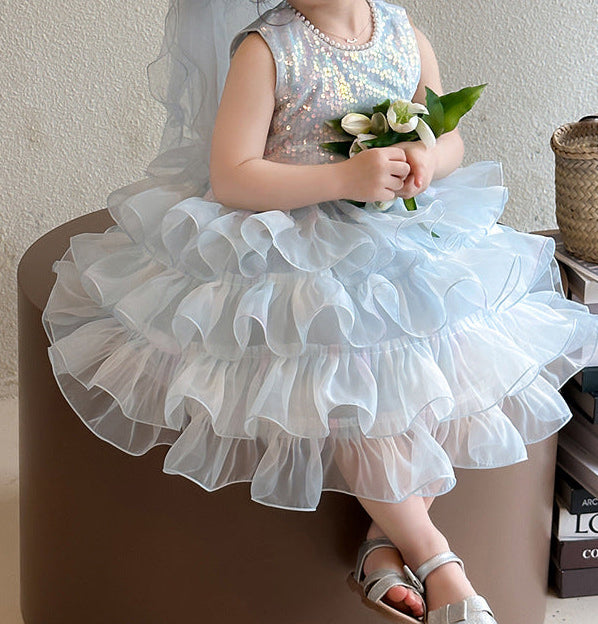 Vestido Infantil Tule Brilhante