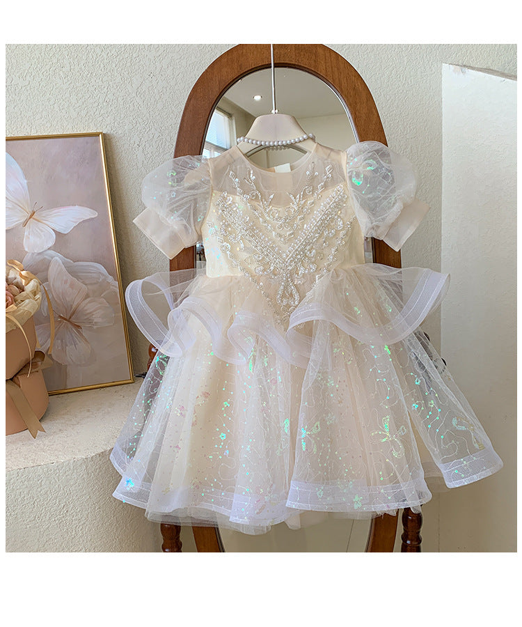 Vestido de Festa Infantil Bordado Brilhantes