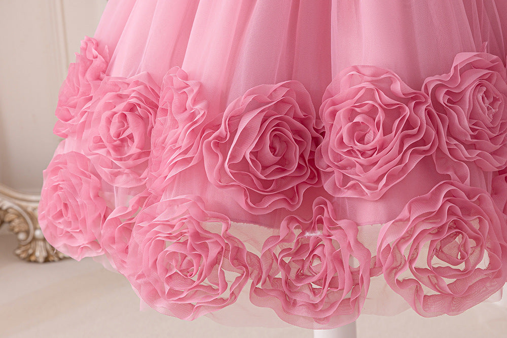 Vestido Infantil de Festa Flores e Lantejoulas