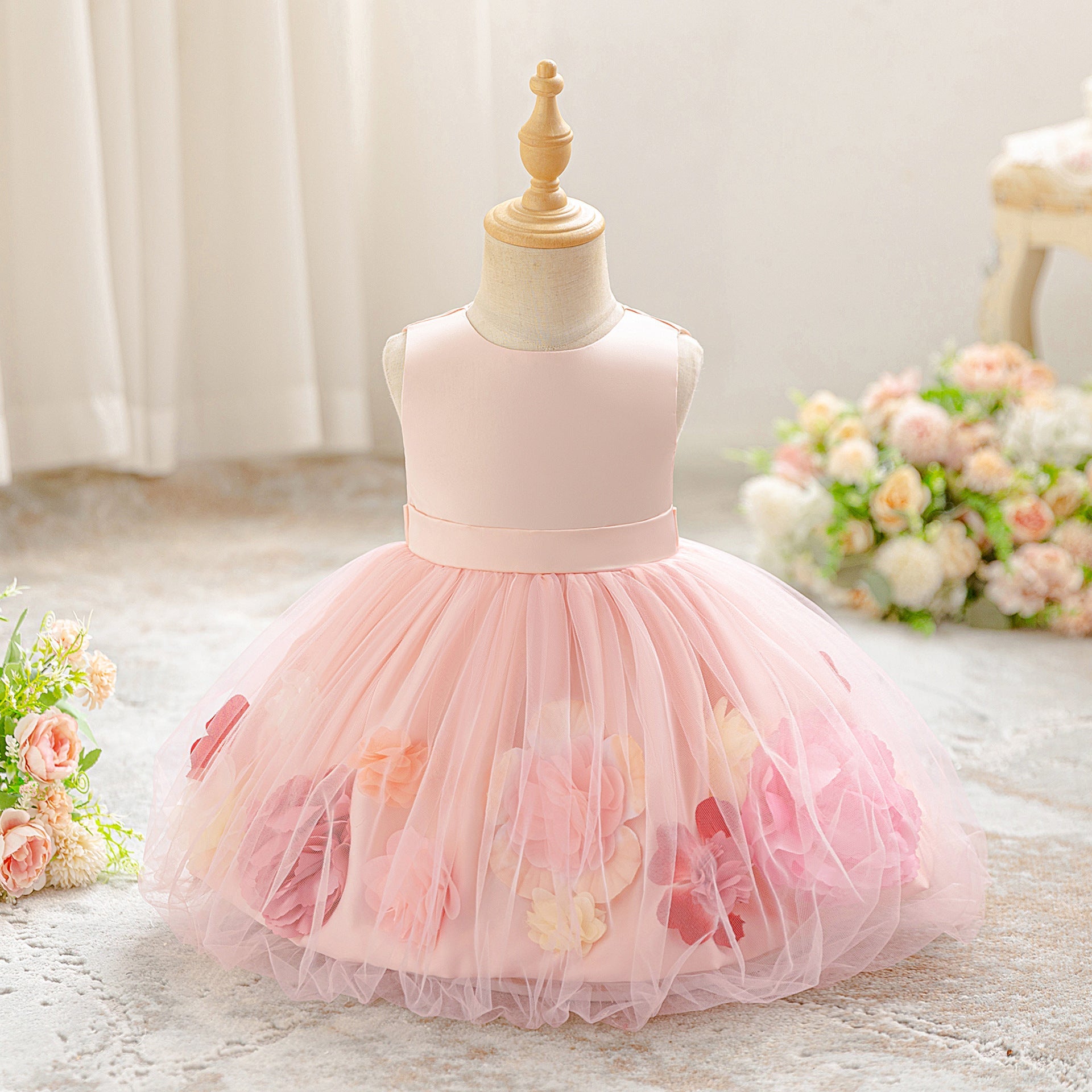 Vestido Infantil Barra Flores