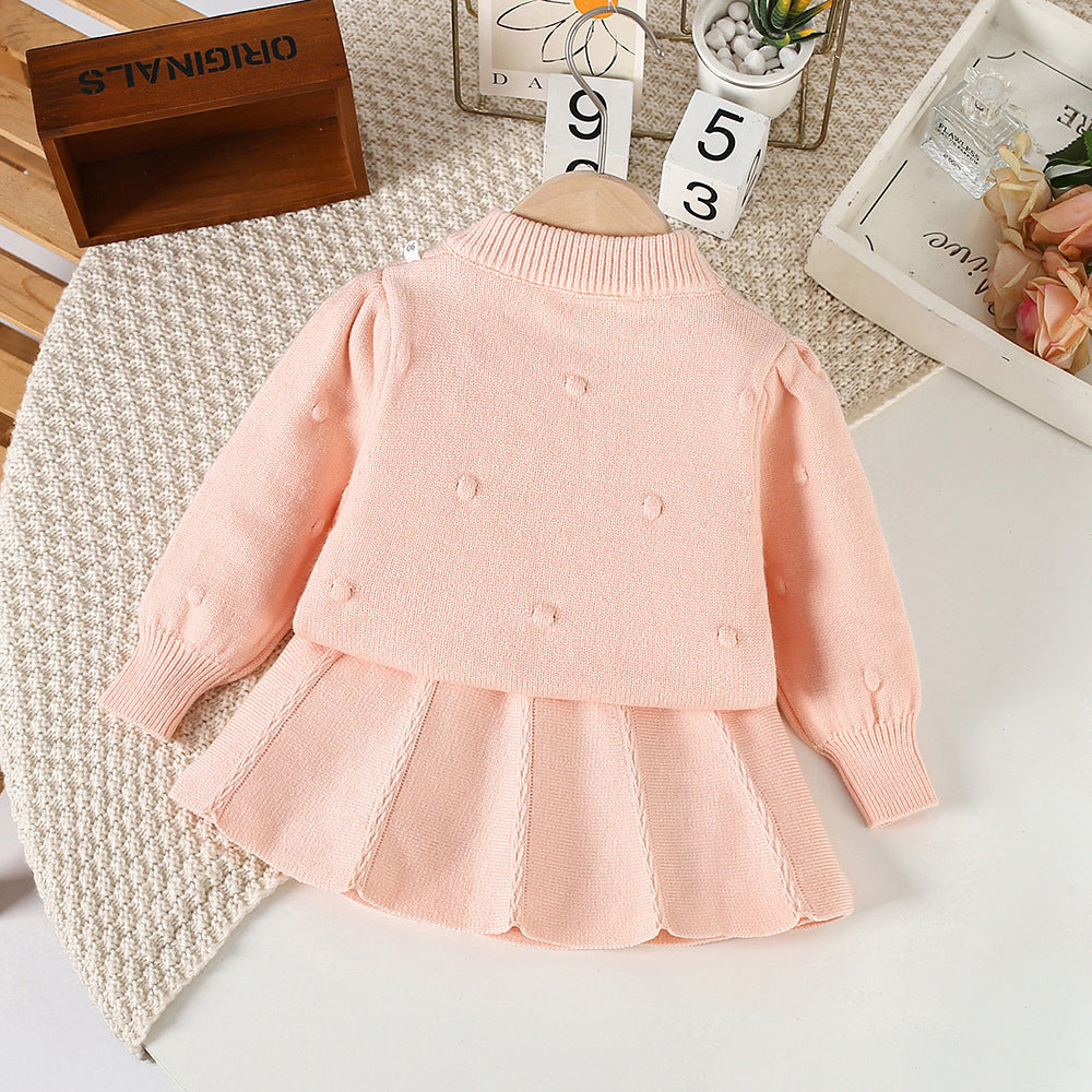 Conjunto Infantil Feminino Tricô Flores