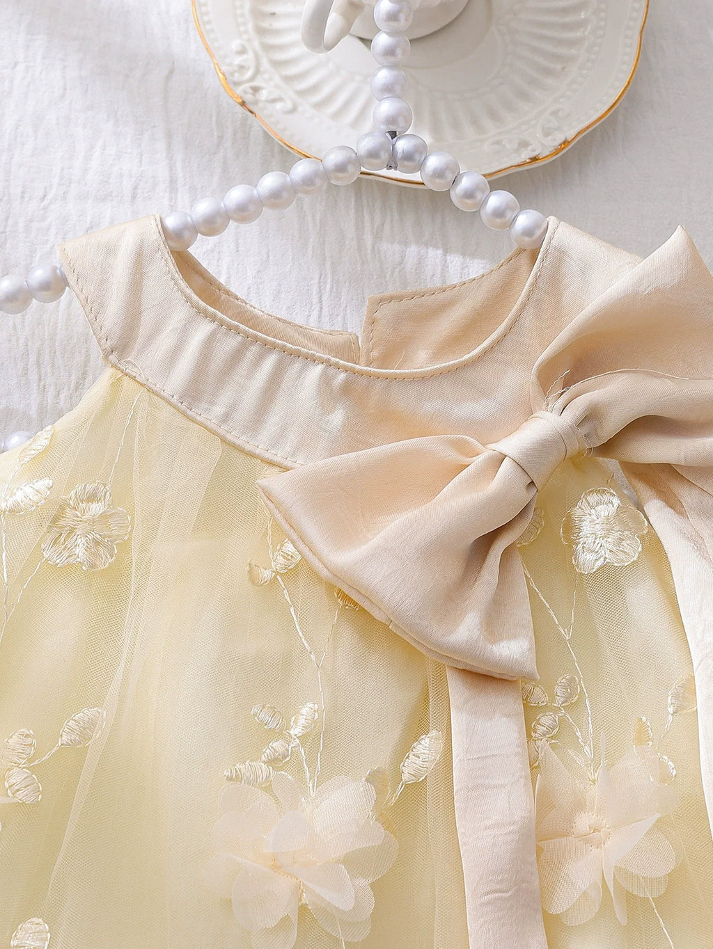 Vestido Infantil Tule Floral com Lacinho