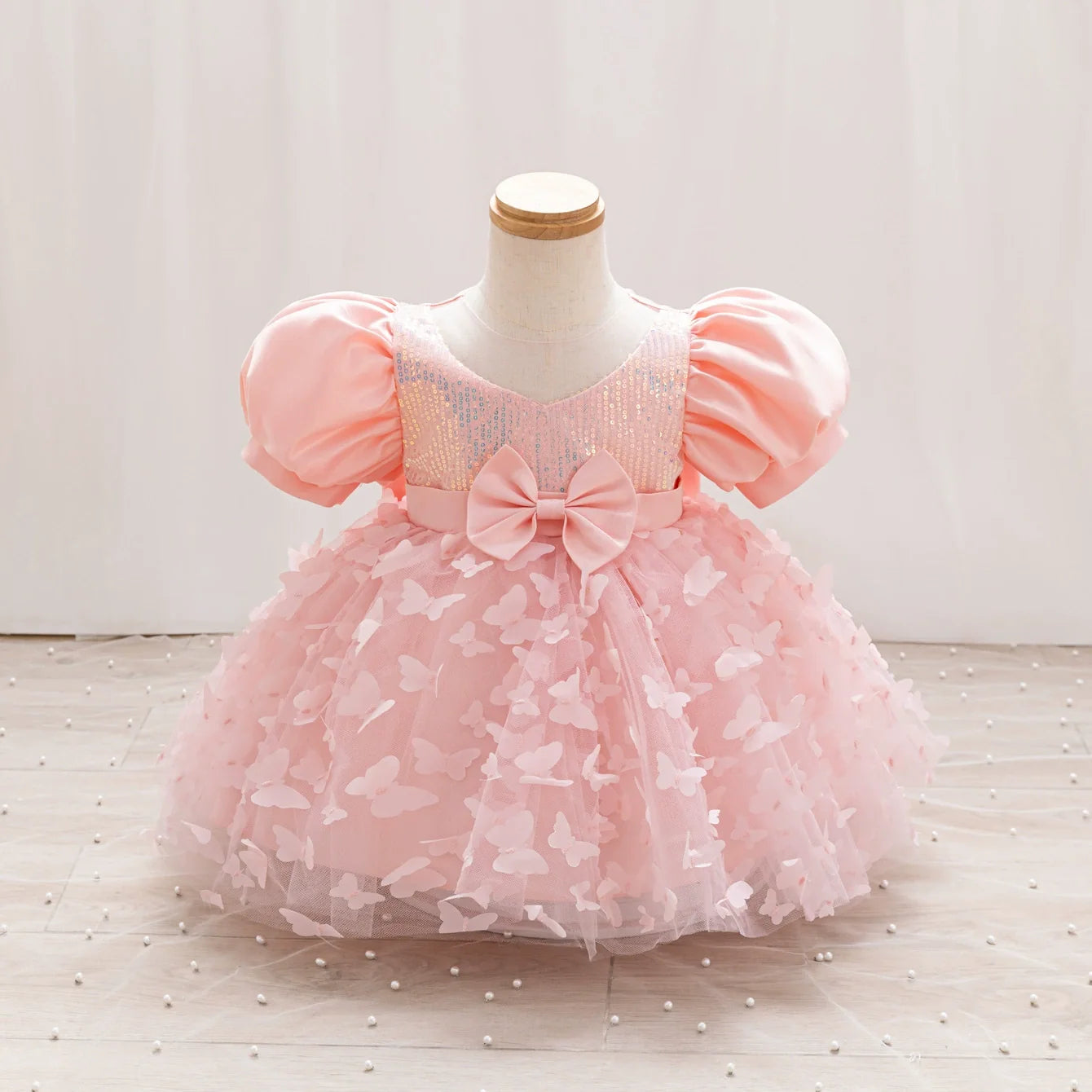 Vestido de Festa Infantil Borboletas e Laço