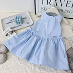 Vestido Infantil Azul Lacinhos