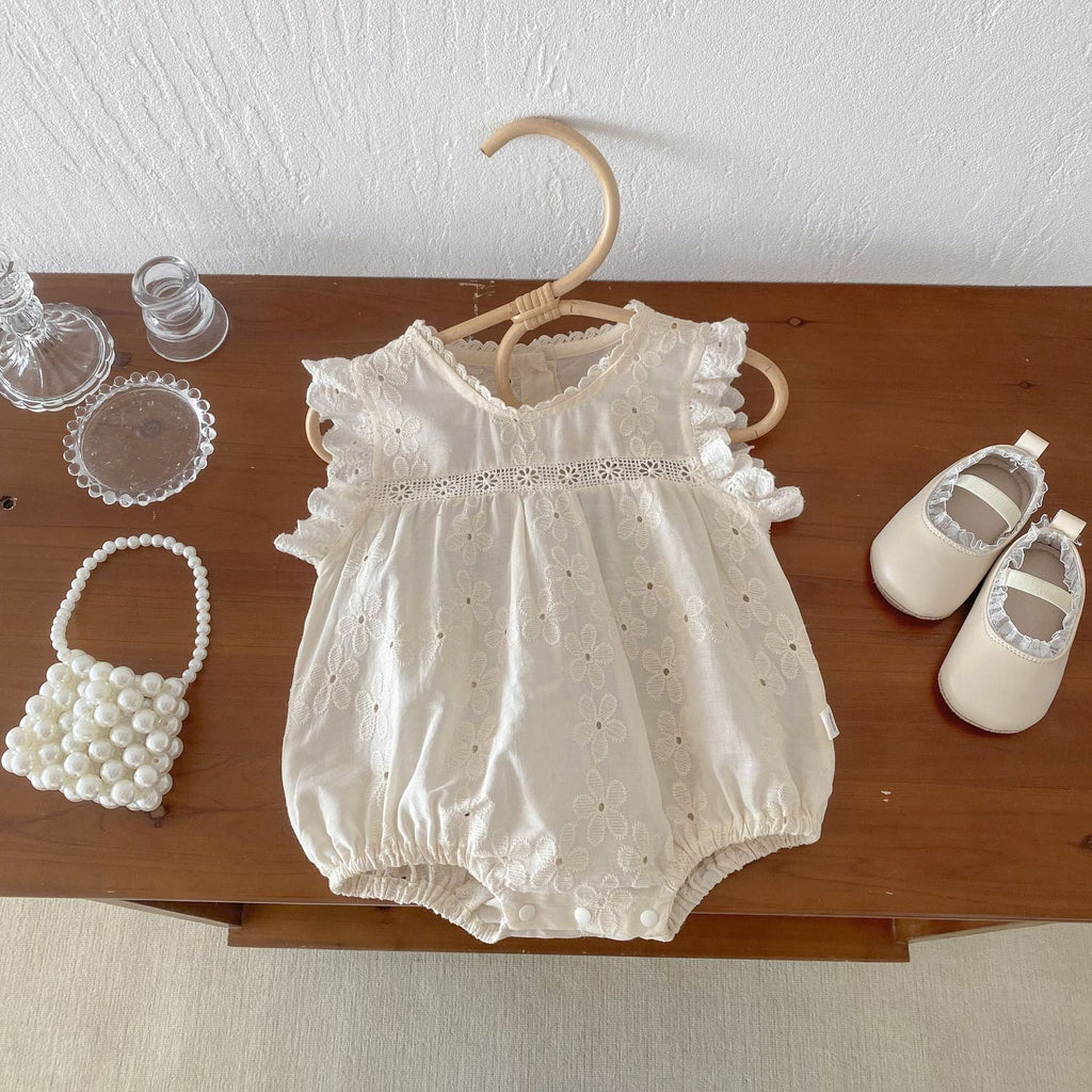 Body/ Vestido Infantil Rendado Floral