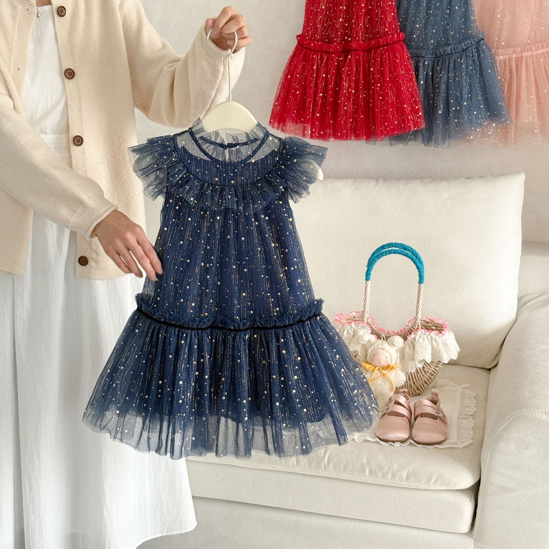 Vestido Infantil Tule com Estrelinhas