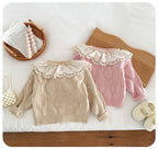 Casaco Infantil Tricô Gola Rendinha