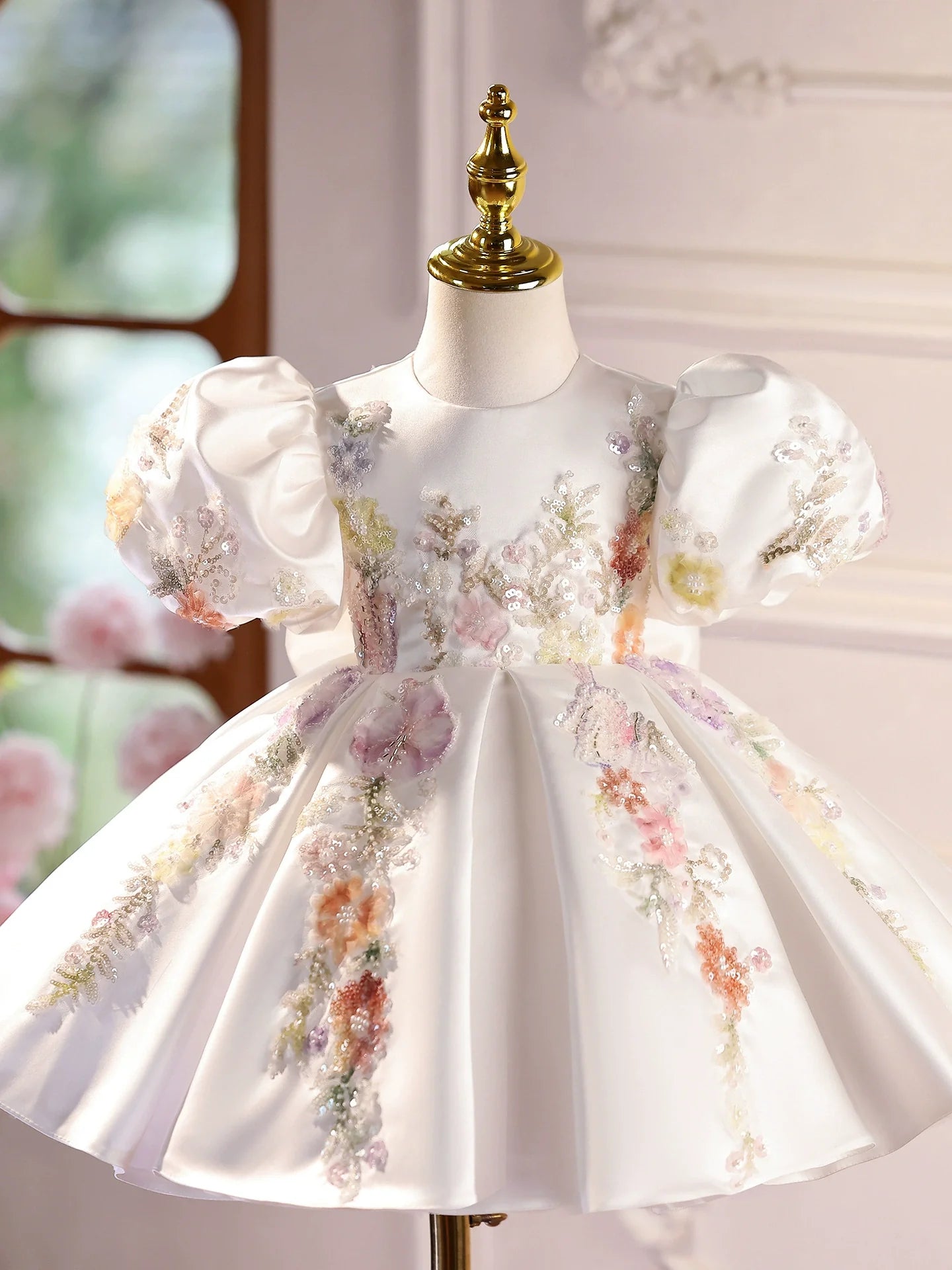 Vestido Infantil de Festa Flores Bufante