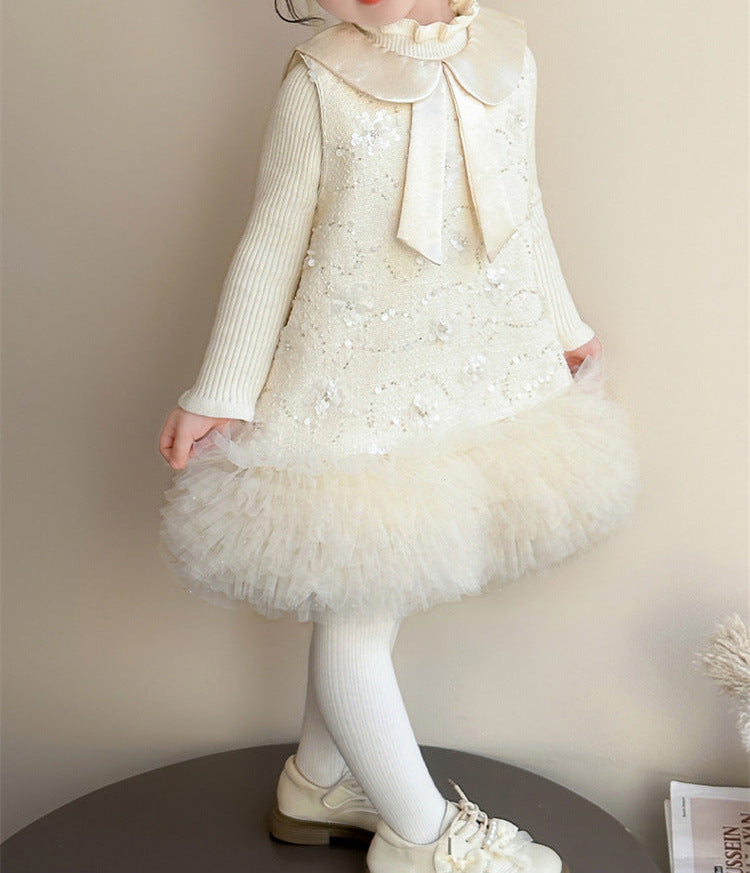 Vestido Infantil Flores e Tule + Blusinha