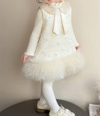 Vestido Infantil Flores e Tule + Blusinha