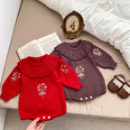 Body Infantil de Tricô Bordadinho Flores