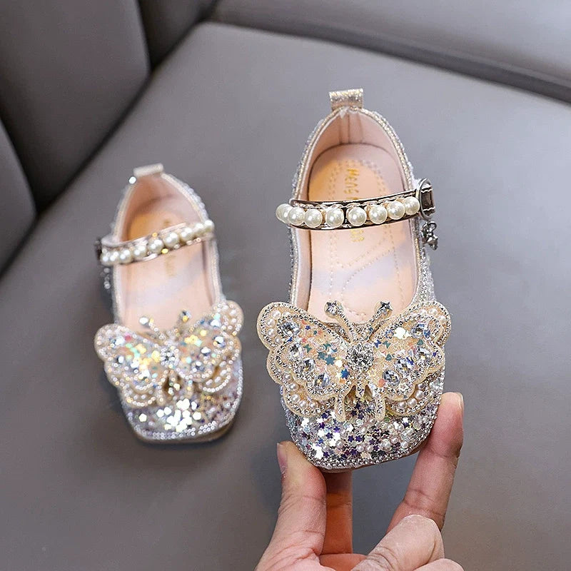 Sapato Infantil Feminino Strass Borboleta