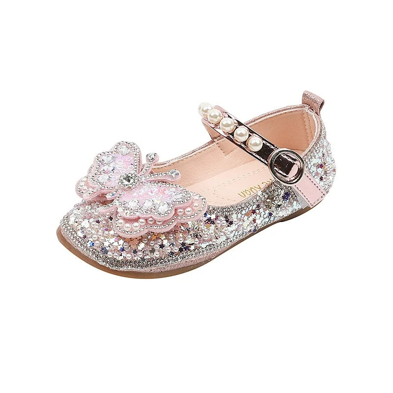 Sapato Infantil Feminino Strass Borboleta