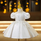 Vestido Infantil Branco Pérolas Luxo