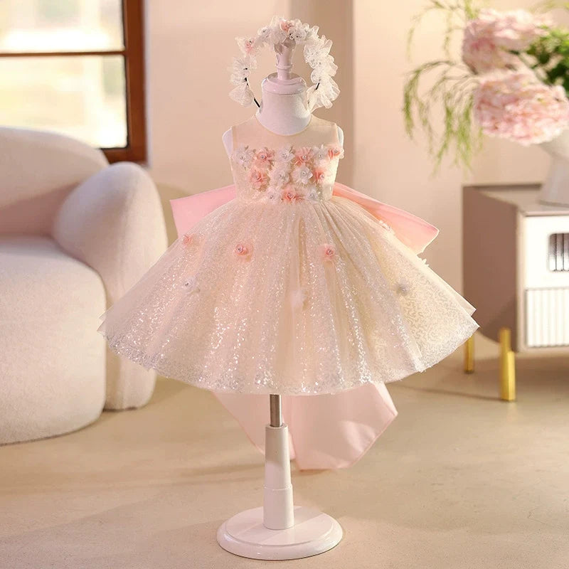 Vestido Infantil de Festa Floral Brilhante