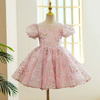 Vestido Infantil Rosa Lantejoulas