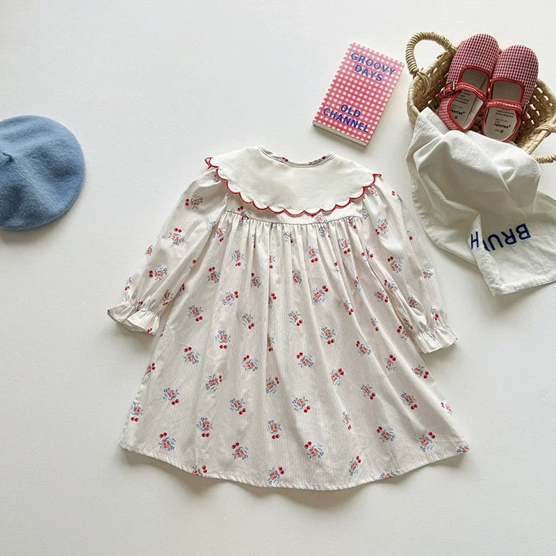 Vestido Infantil Cerejinhas Bordadinho