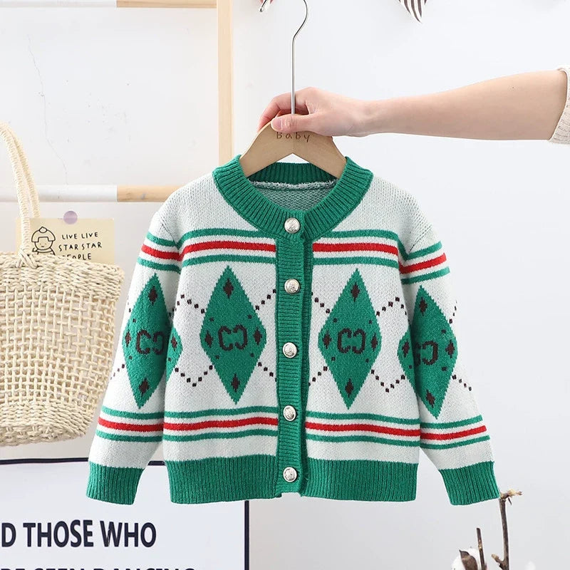 Cardigan Infantil Tricô Verde