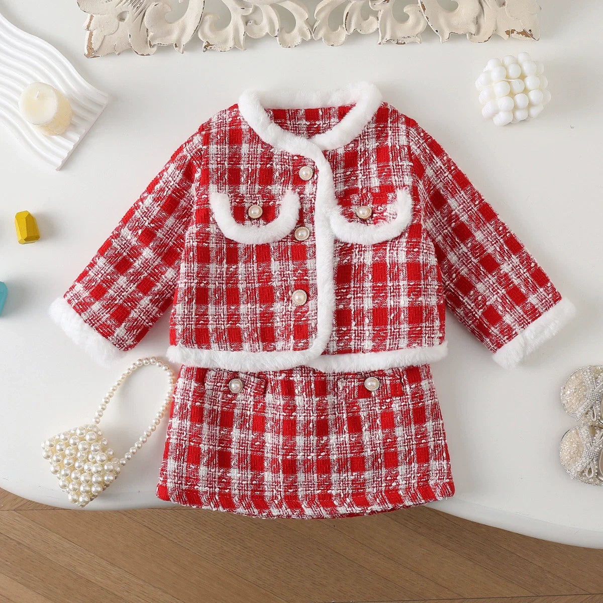 Conjunto Infantil Feminino Botões e Pelinhos