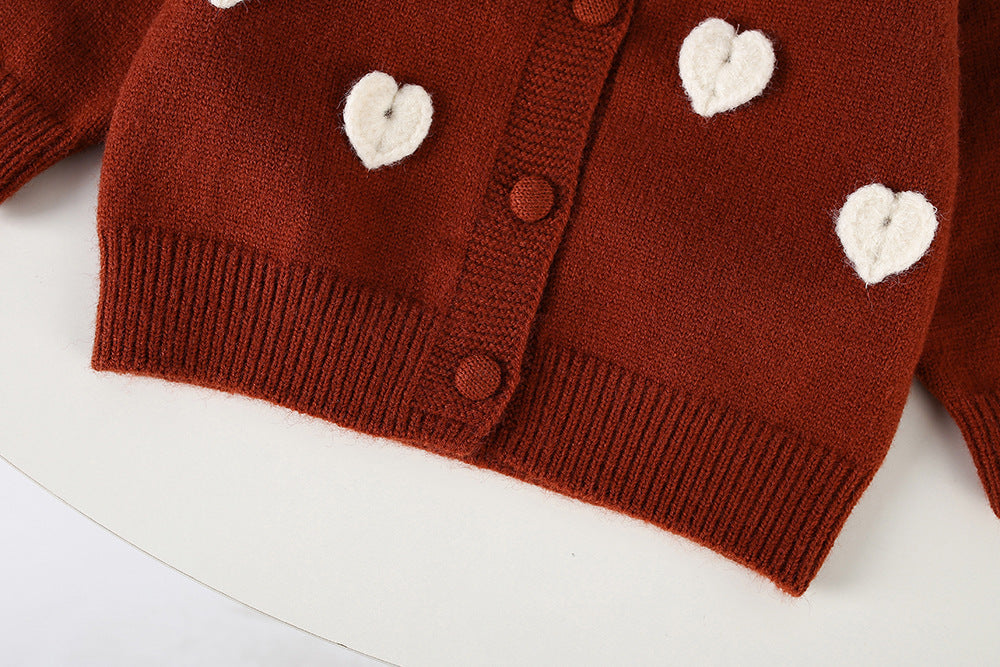 Conjunto de Tricô Feminino Corações Golinha