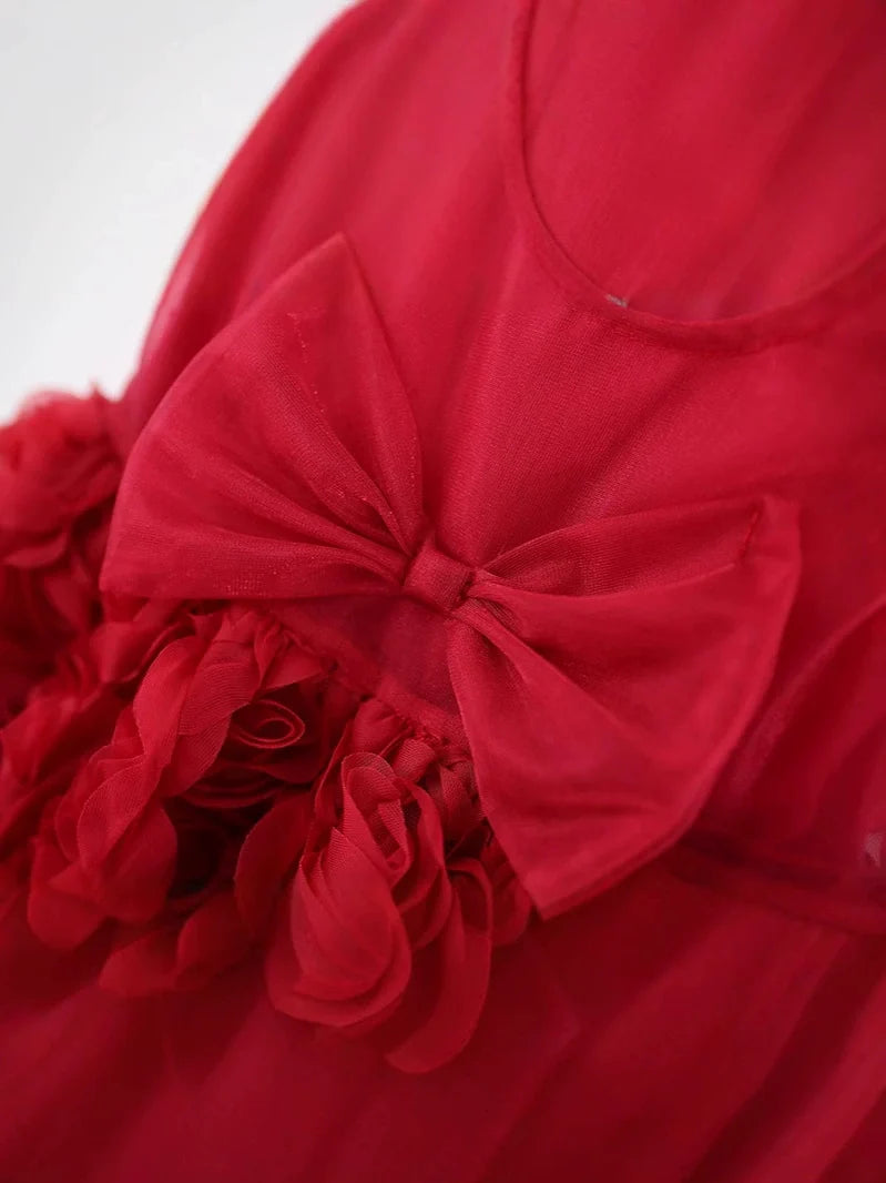 Vestido Infantil de Festa Flores Lacinho