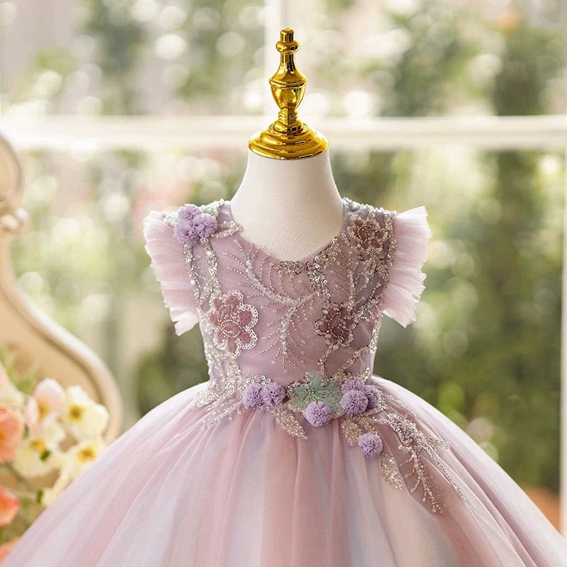 Vestido de Festa Roxo Florzinhas
