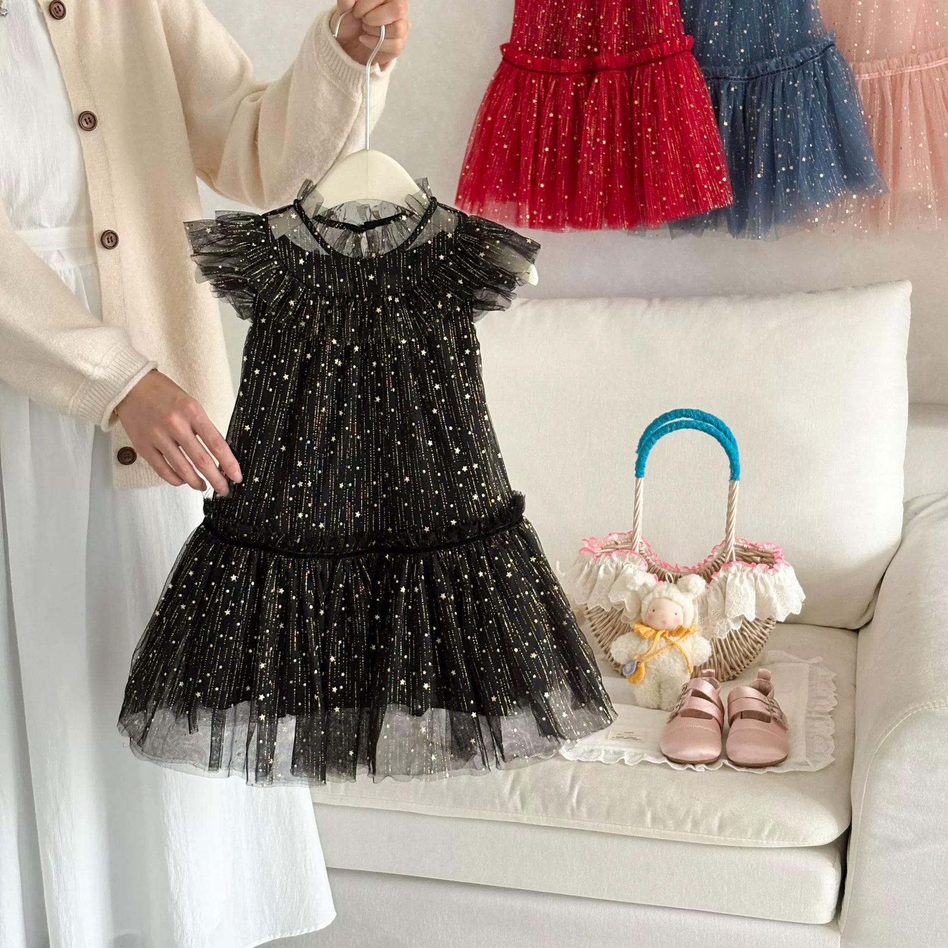 Vestido Infantil Tule com Estrelinhas