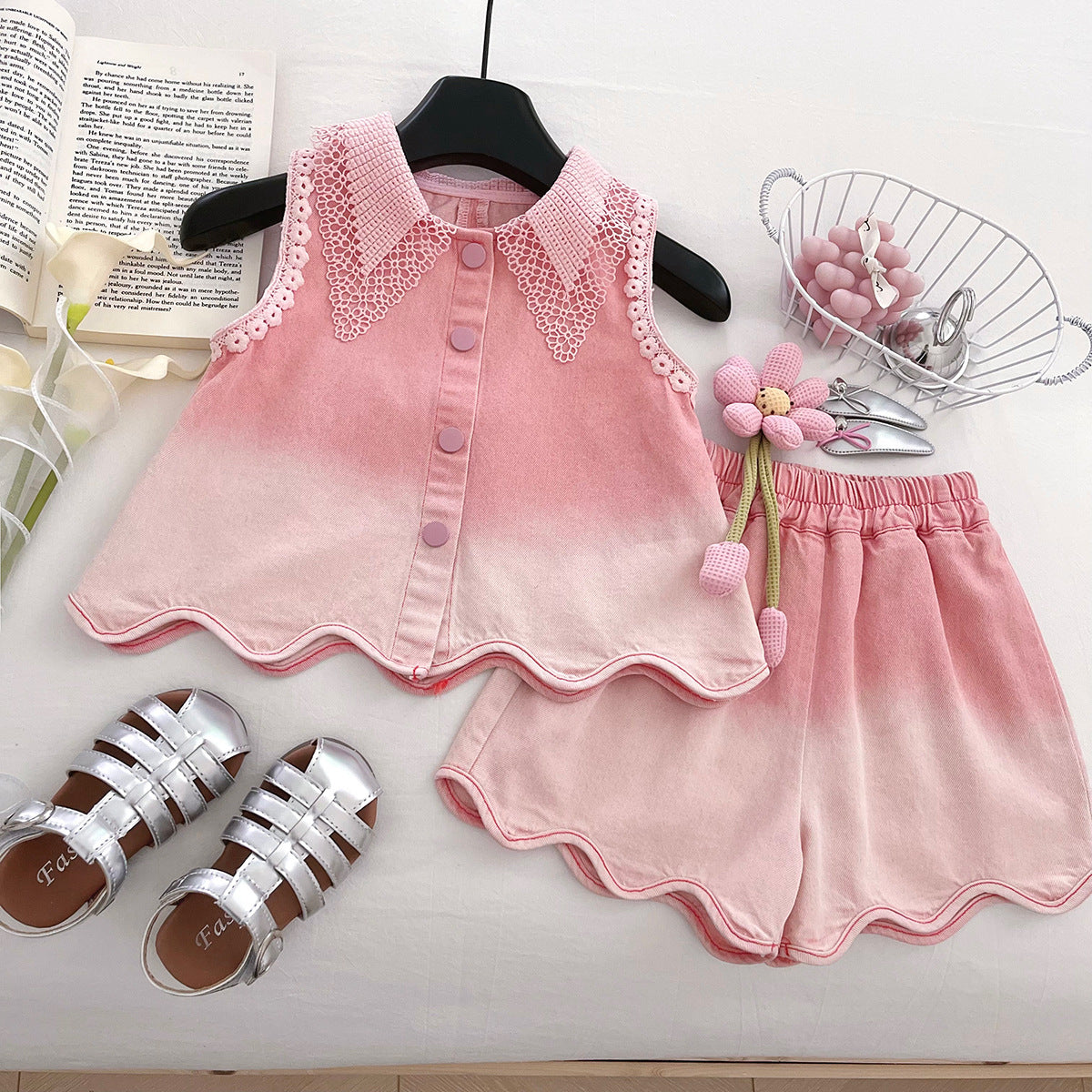 Conjunto Infantil Feminino Rendado Florzinhas
