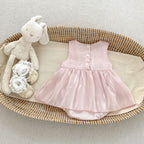 Body/ Vestido Infantil Rosa Tulipas