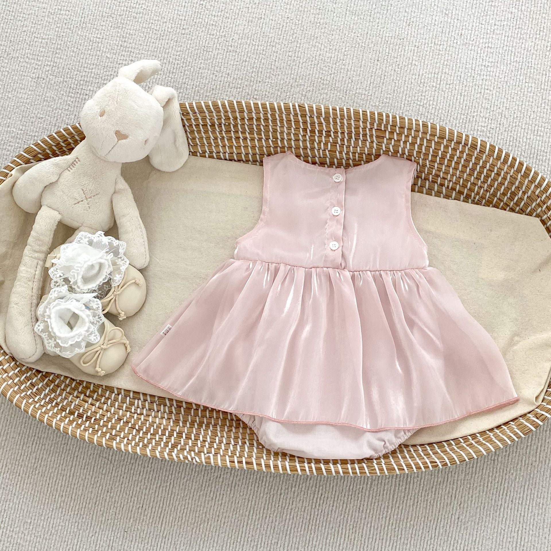 Body/ Vestido Infantil Rosa Tulipas