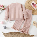 Conjunto Infantil Feminino Tricô Flores