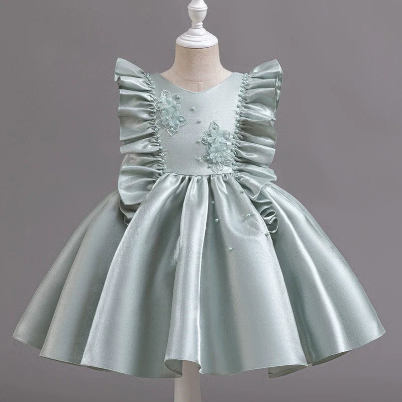 Vestido De Festa Luxo Florzinhas com Pérolas