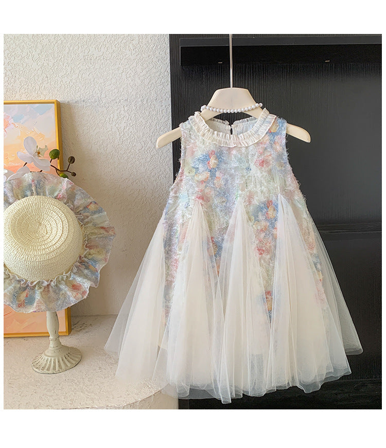 Vestido Infantil Floral  Babados de Tule