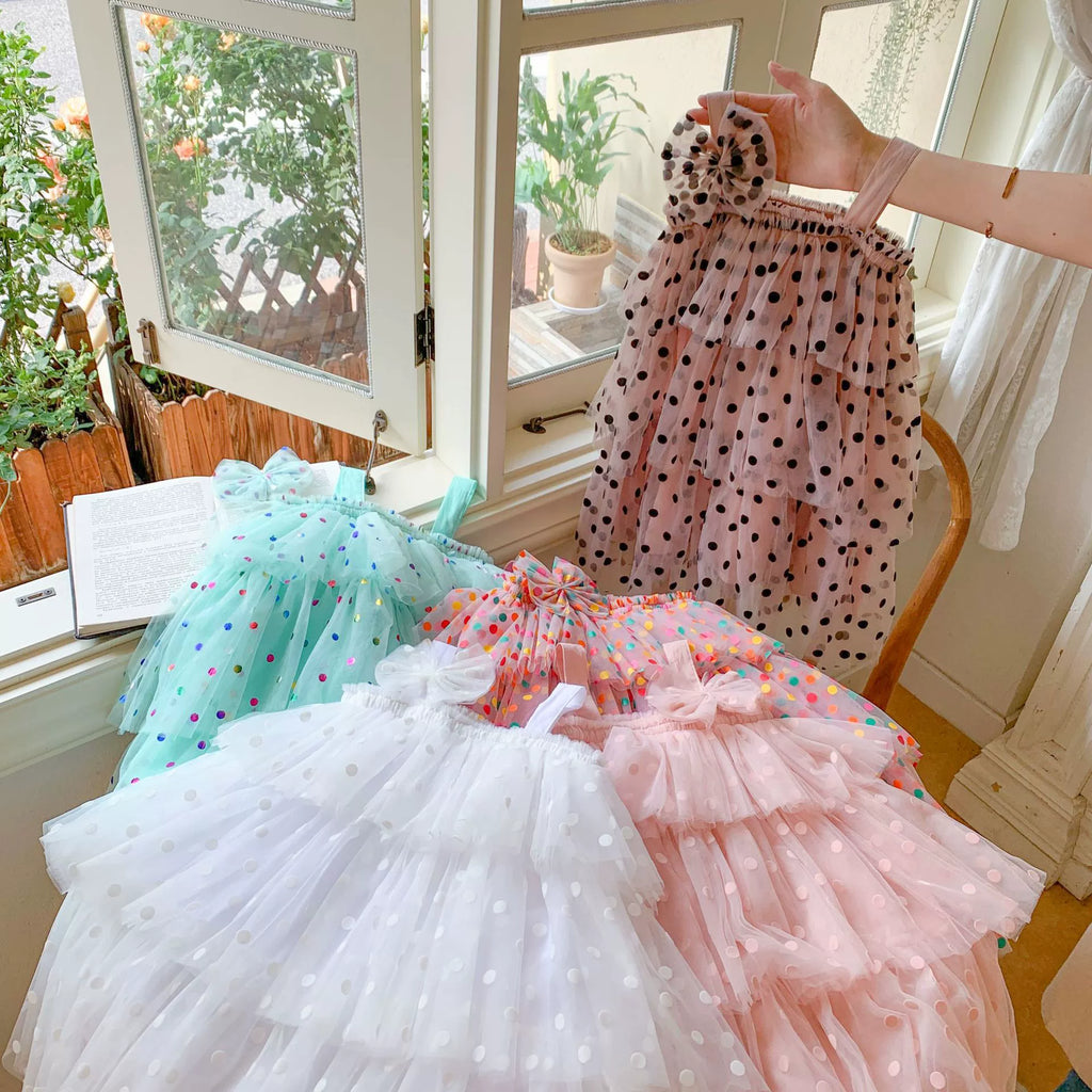 Vestido Infantil Tule Poá