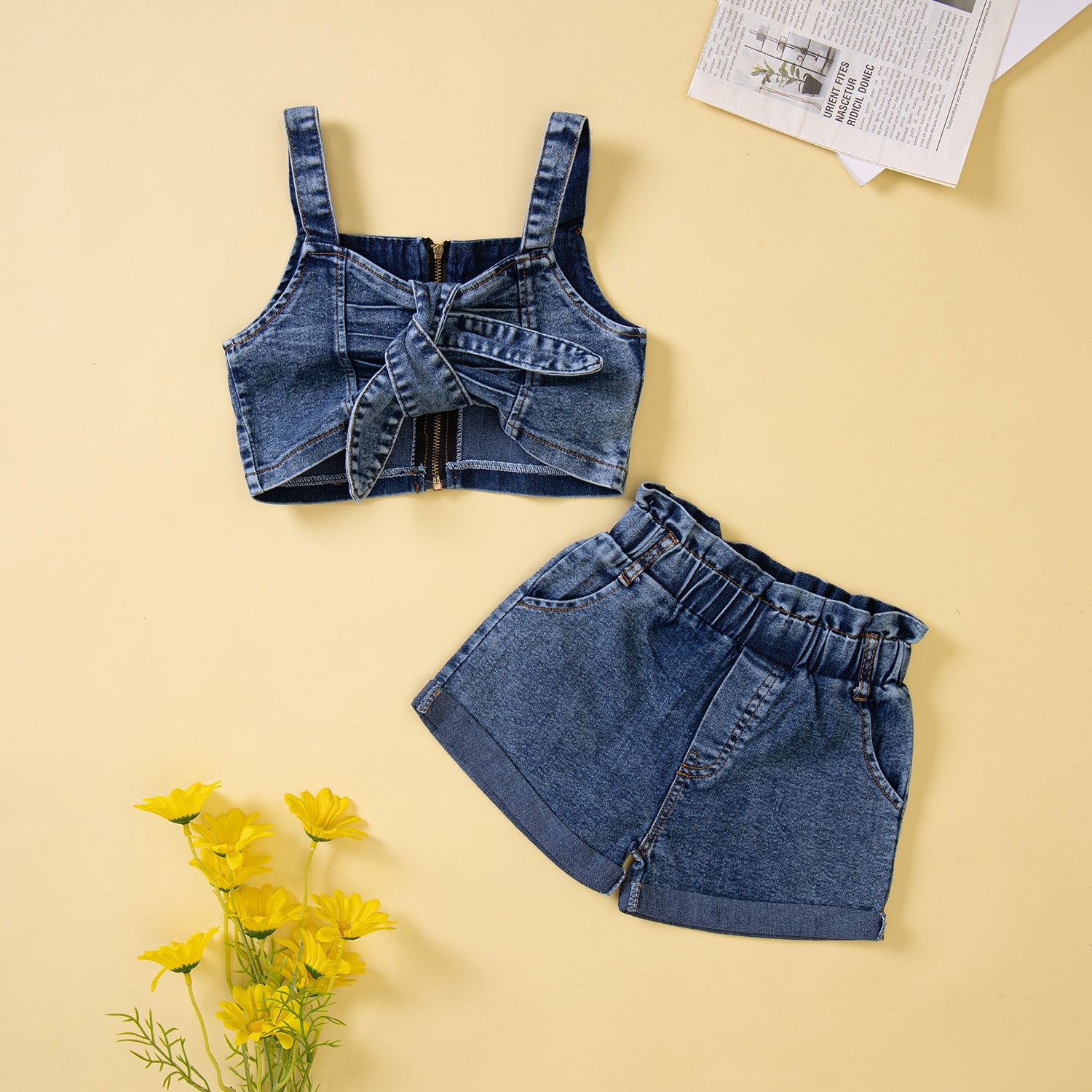 Conjunto Infantil Feminino Jeans Lacinho