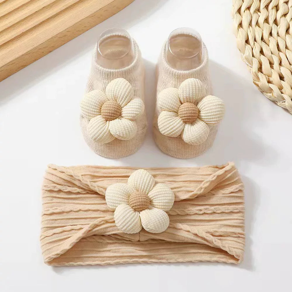 Kit Meia + Faixinha Infantil Florzinha