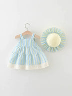 Vestido Infantil Lístras Lacinhos + Chapéu