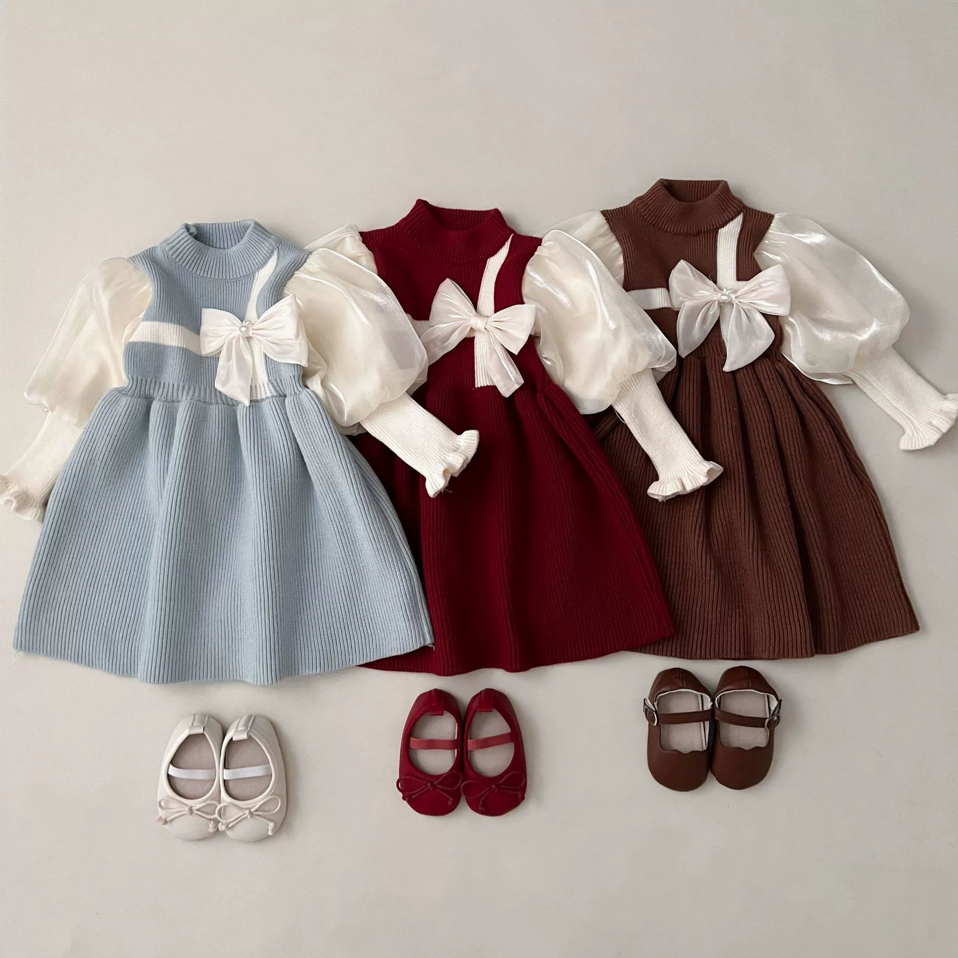Vestido Infantil Lacinho Mangas Bufante