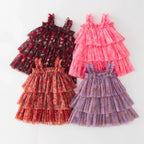 Vestido Infantil Tule Camadas com Flores