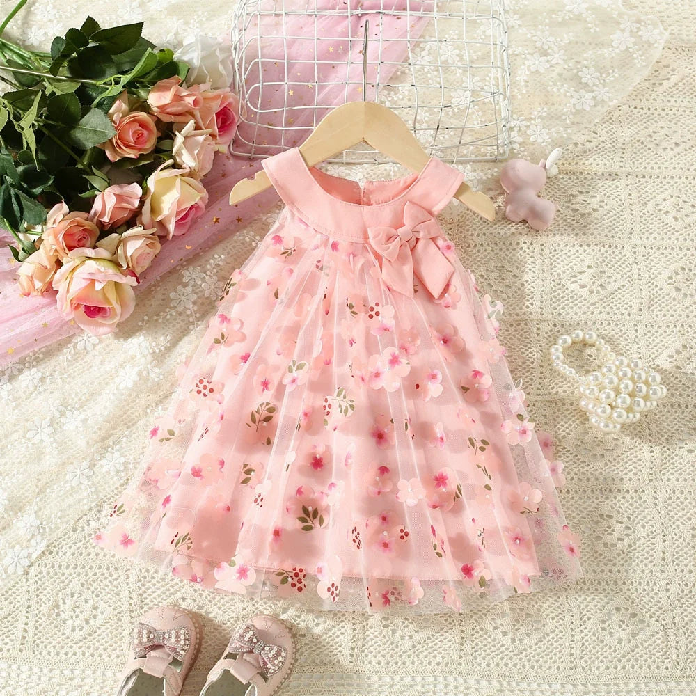 Vestido Infantil Floral Lacinho