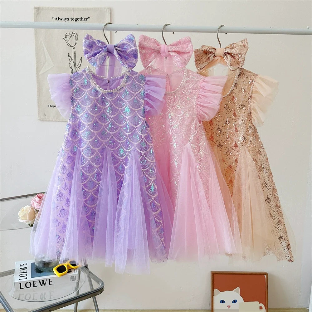 Vestido Infantil Sereia Brilhante