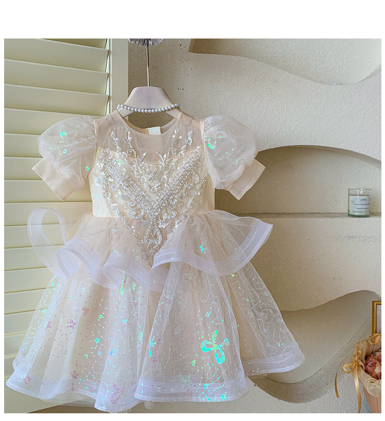 Vestido de Festa Infantil Bordado Brilhantes
