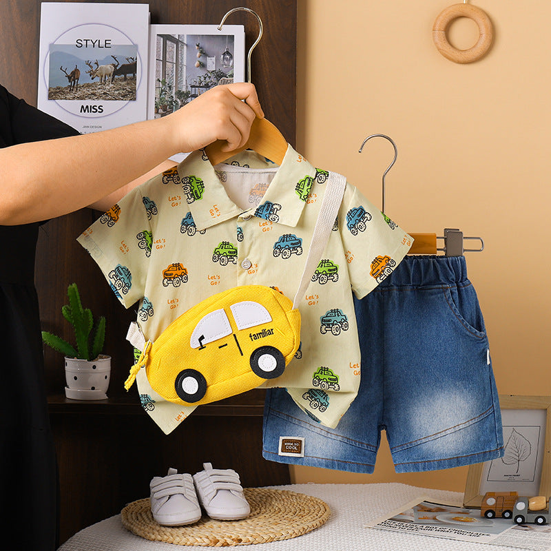Conjunto Infantil Carrinhos com Bolsa