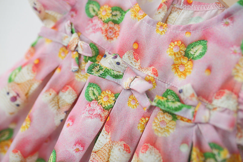 Vestido infantil Floral Lacinhos + Chapéu