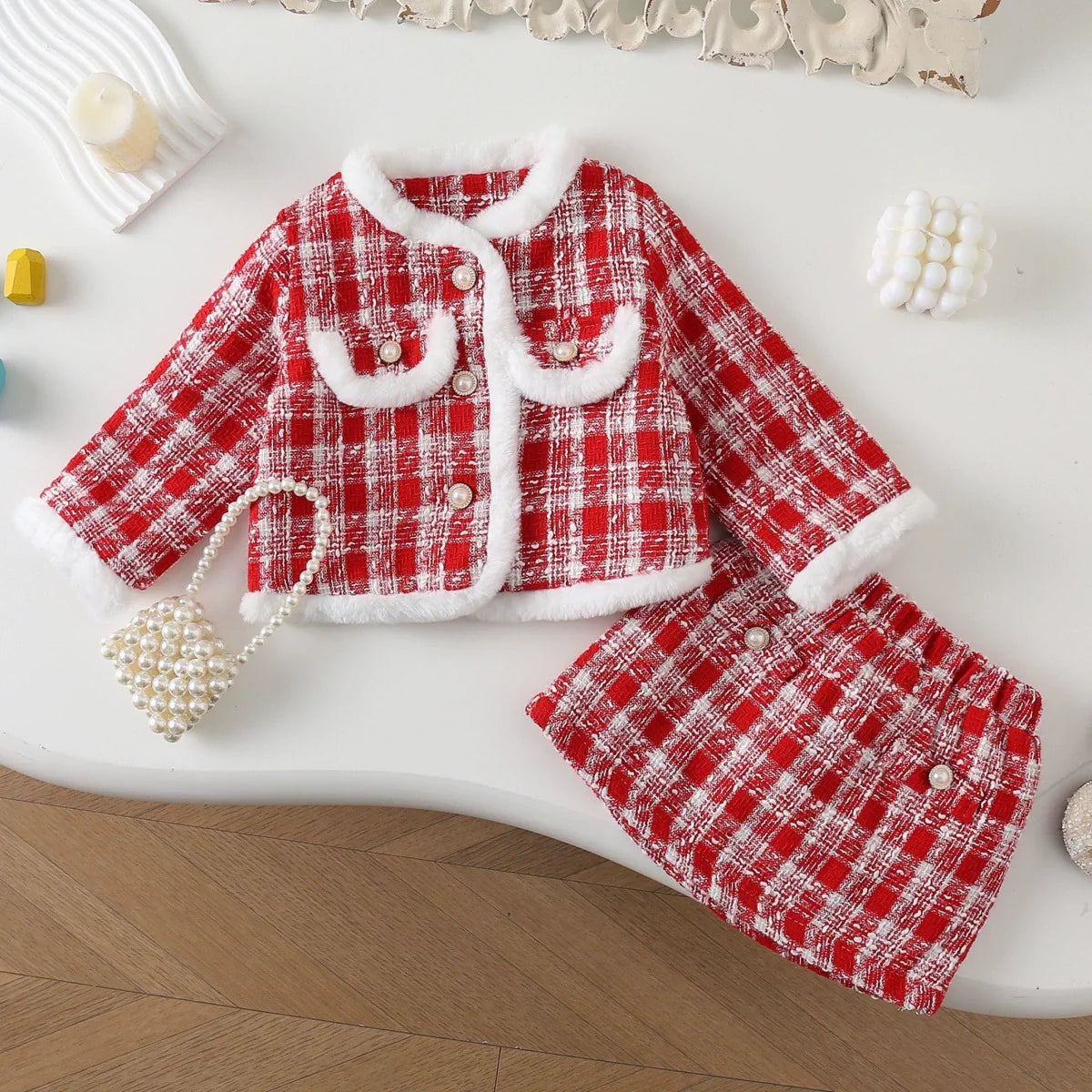 Conjunto Infantil Feminino Botões e Pelinhos