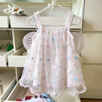 Vestido Infantil de Tule Florzinhas Coloridas