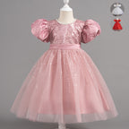 Vestido Infantil Tule Pérolas Bufante